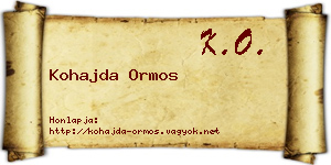 Kohajda Ormos névjegykártya
